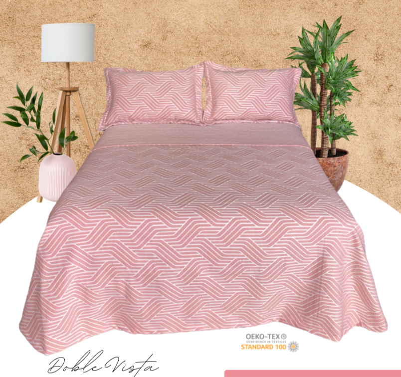 COLCHA PILY ESPAÑOLA MATRIMONIAL ROSA