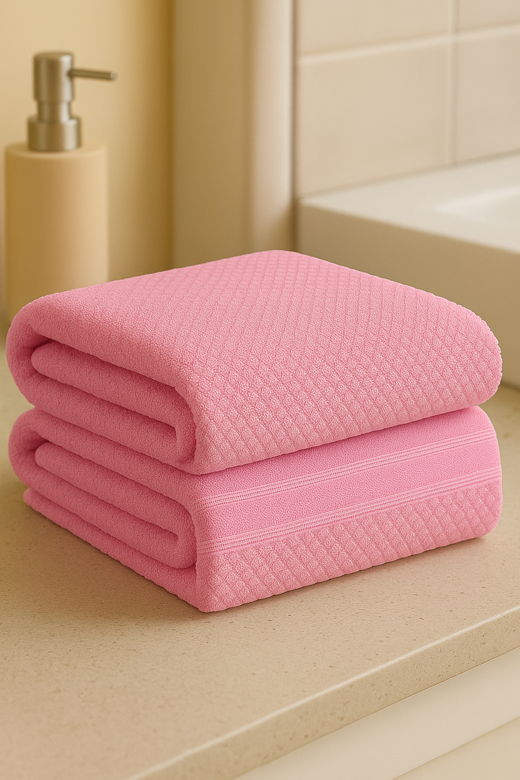 TOALLA GAMUZA MEDIO BAÑO ROSA 70X140