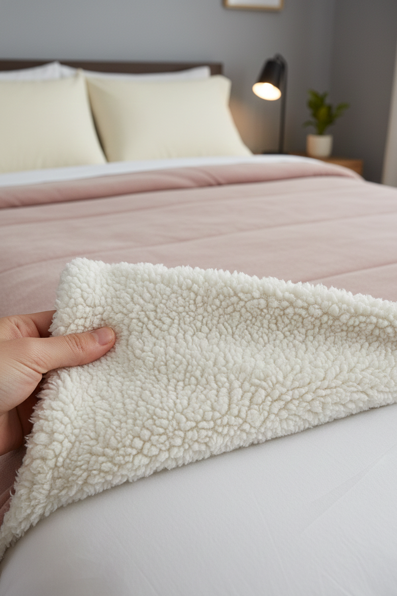 COBERTOR BORREGA MATRIMONIAL ROSA