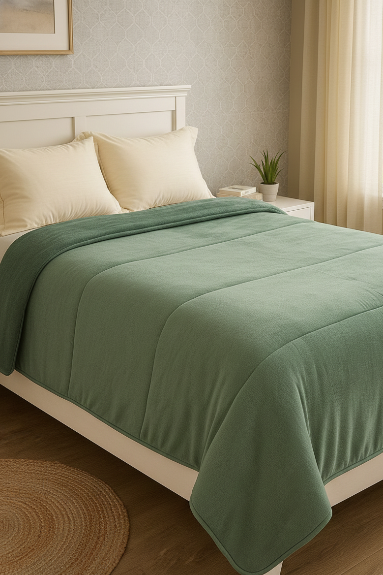 COBERTOR BORREGA MATRIMONIAL VERDE