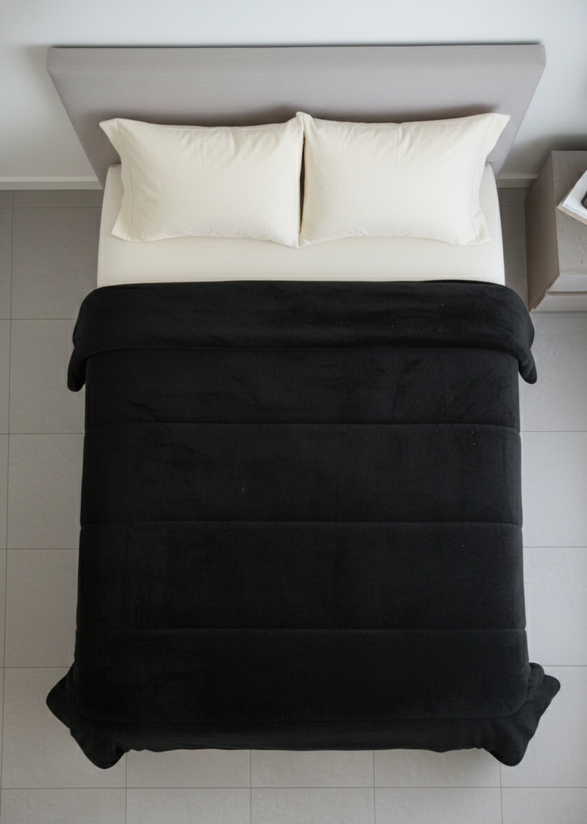 COBERTOR BORREGA MATRIMONIAL NEGRO