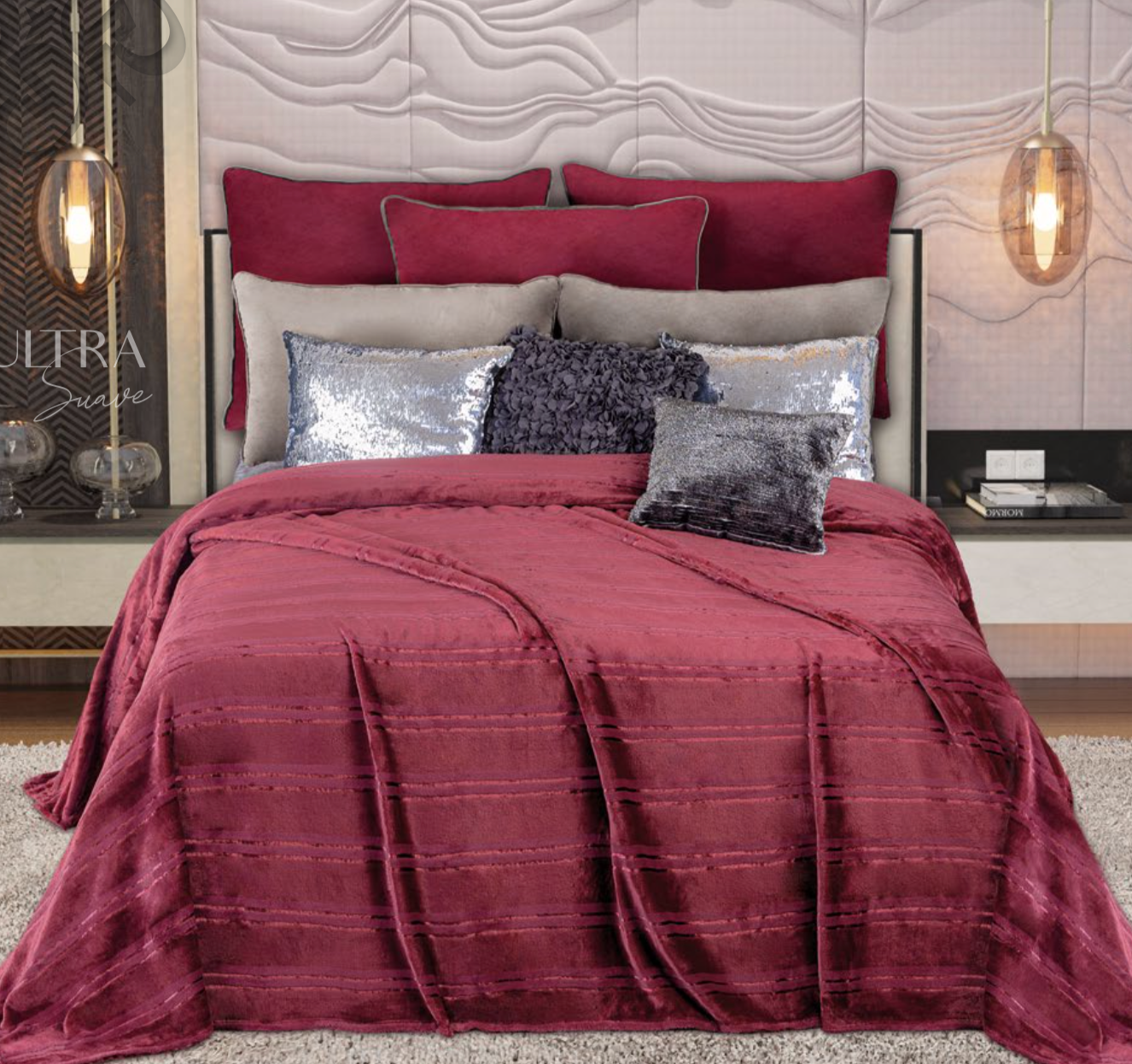 COBERTOR REGINA 300 MATRIMONIAL LIGERO CARMIN