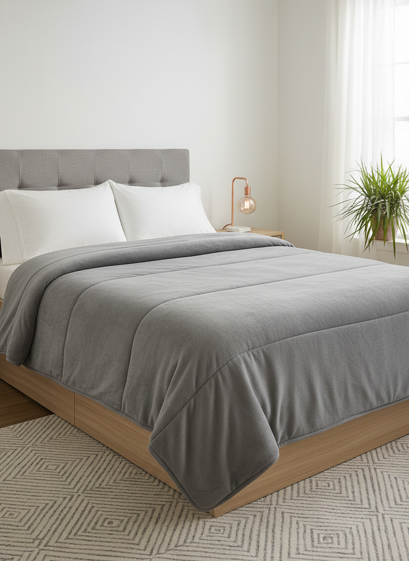 COBERTOR BORREGA MATRIMONIAL GRIS