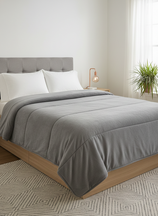 COBERTOR BORREGA MATRIMONIAL GRIS
