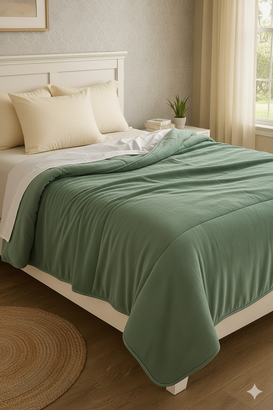 COBERTOR BORREGA MATRIMONIAL VERDE