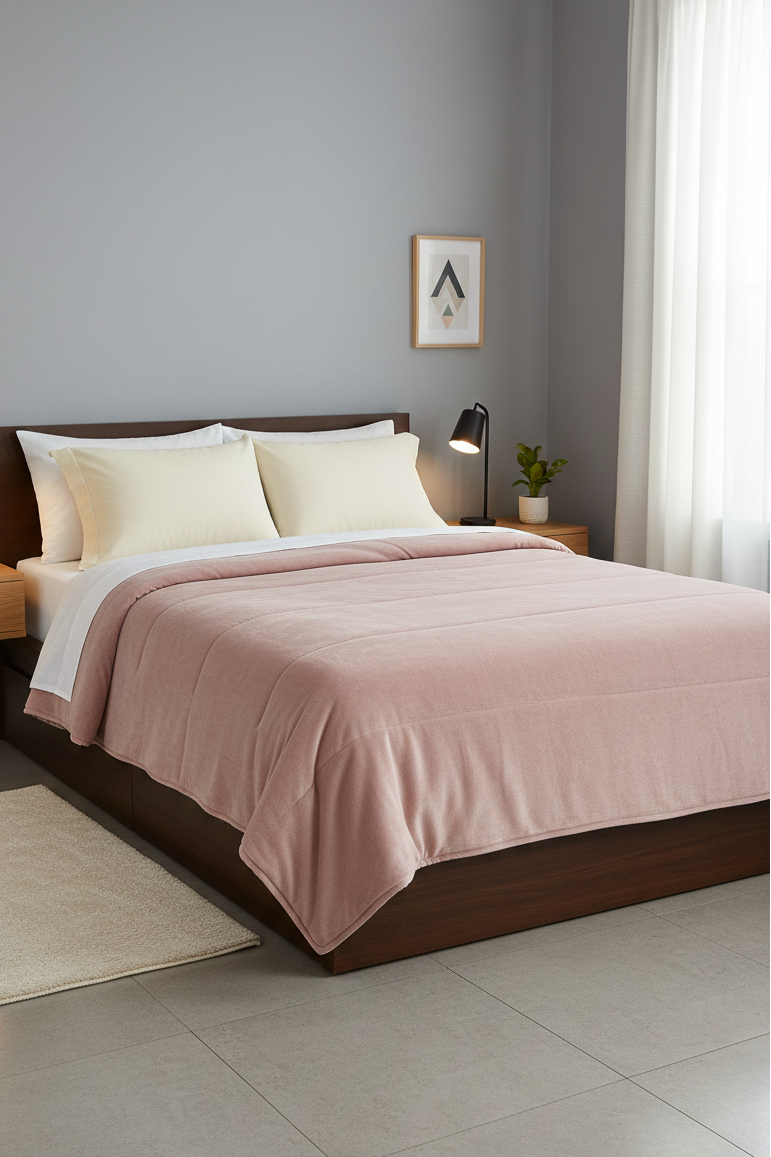 COBERTOR BORREGA MATRIMONIAL ROSA