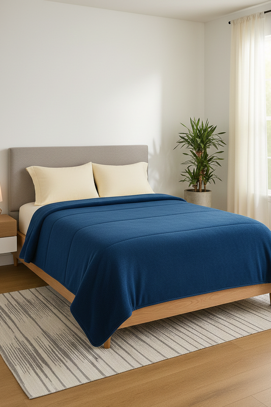 COBERTOR BORREGA MATRIMONIAL AZUL