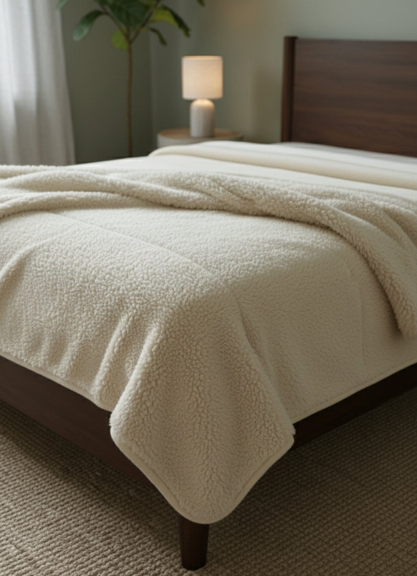 COBERTOR BORREGA MATRIMONIAL BEIGE