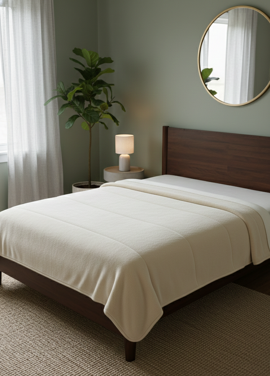 COBERTOR BORREGA MATRIMONIAL BEIGE