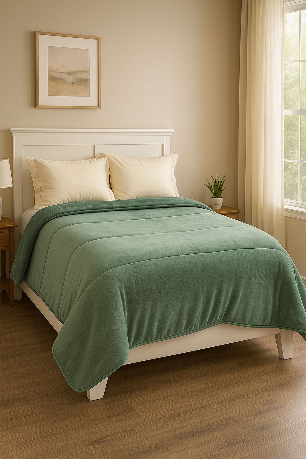 COBERTOR BORREGA MATRIMONIAL VERDE